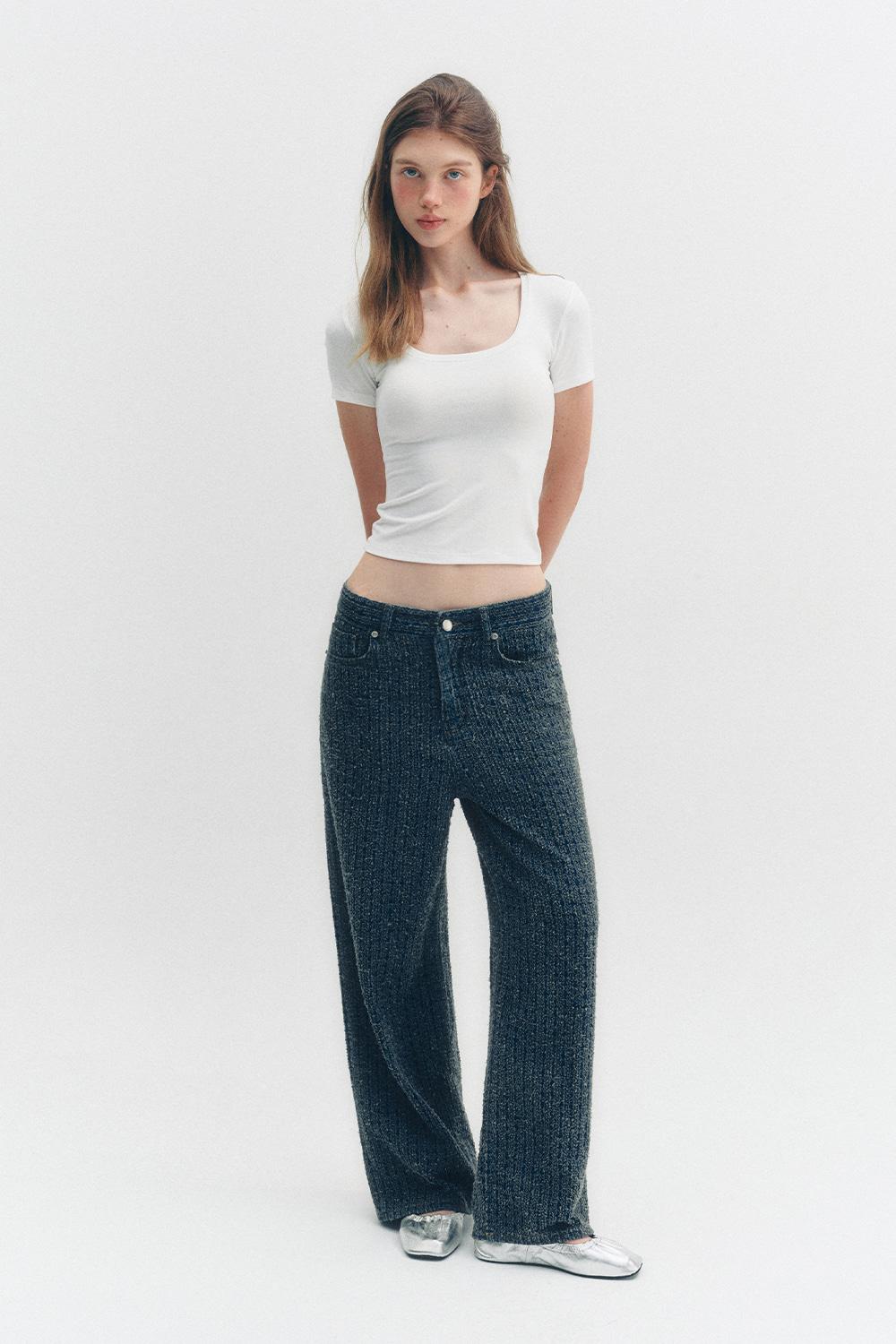 [8월 8일 예약배송] TWEED LOW RISE WIDE DENIM PANTS_TT5S406IG