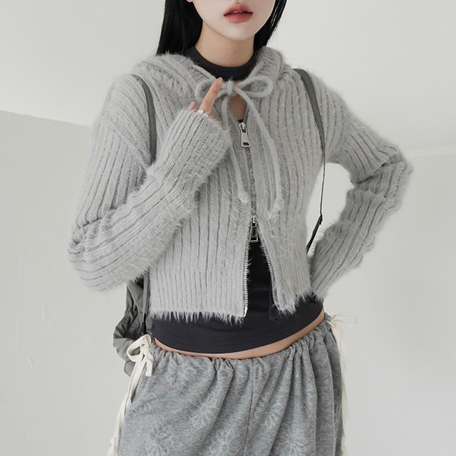 제이 투웨이 후드 니트집업