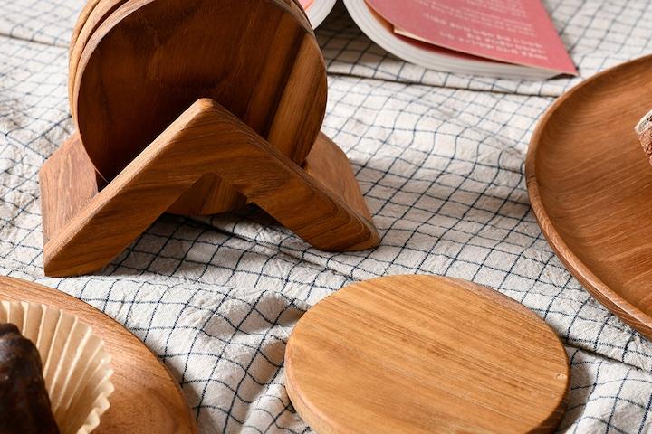 몬테 티크 원목 컵받침 우드 코스터 세트