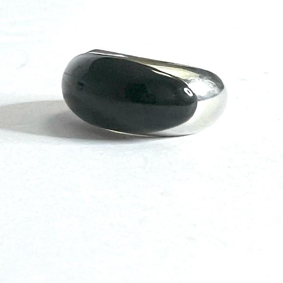 Calvin Klein Black and Silver Cocktail Statement Ring Size 8.5