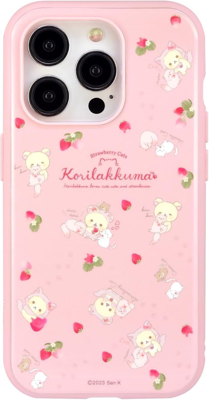 Gourmandies Rilakkuma IIIIfit iPhone15 Pro Compatible Case, Strawberry GRC-347B