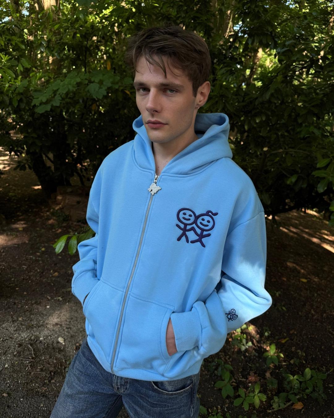 Kids Zip Hoodie Regular Fit in Blue - XS