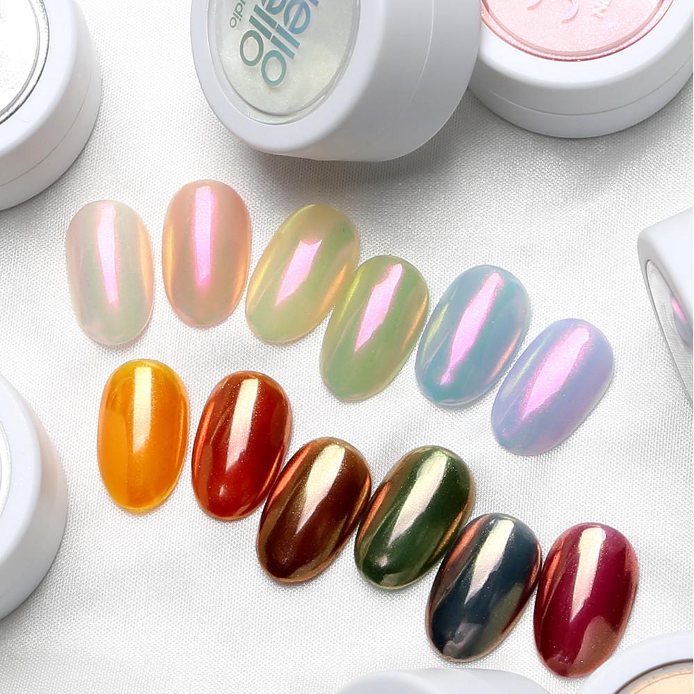 젤로젤로 엣지빔 네일 머메이드 메탈 미러 파우더 12종 모음 JP01 샴페인골드