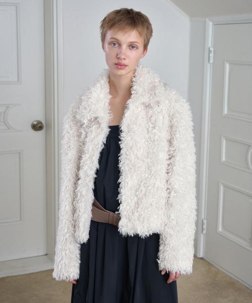 Faux Fur Crop Jacket / Ivory