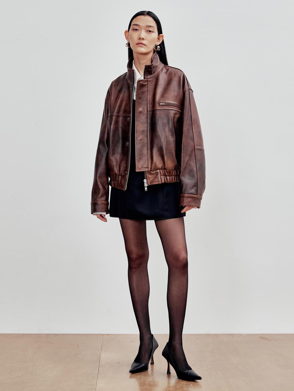 [4차 리오더] Cowhide Bomber Jacket (Brown)