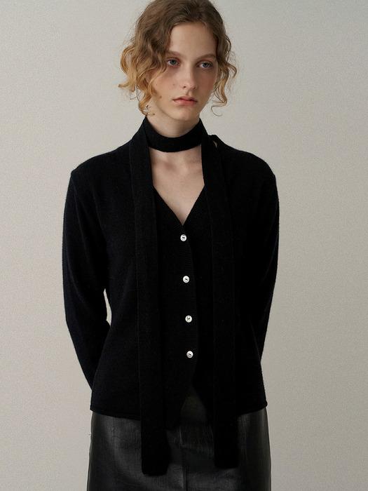 alpaca v cardigan (black)