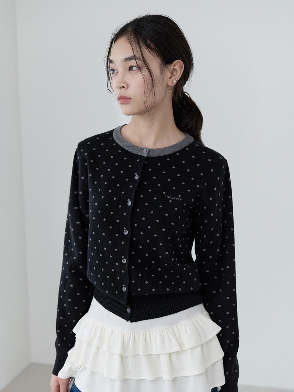 DOT PATTERN CARDIGAN BLACK