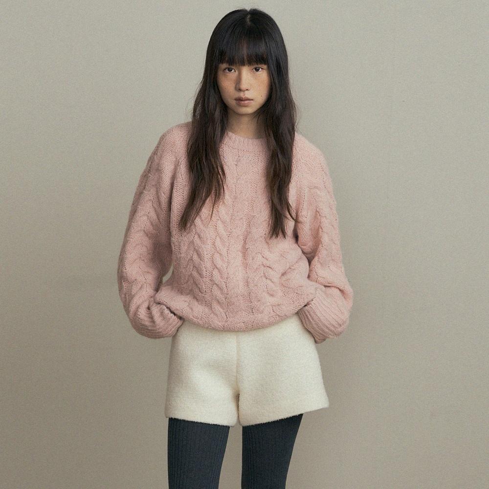 alpaca half pants-Ivory