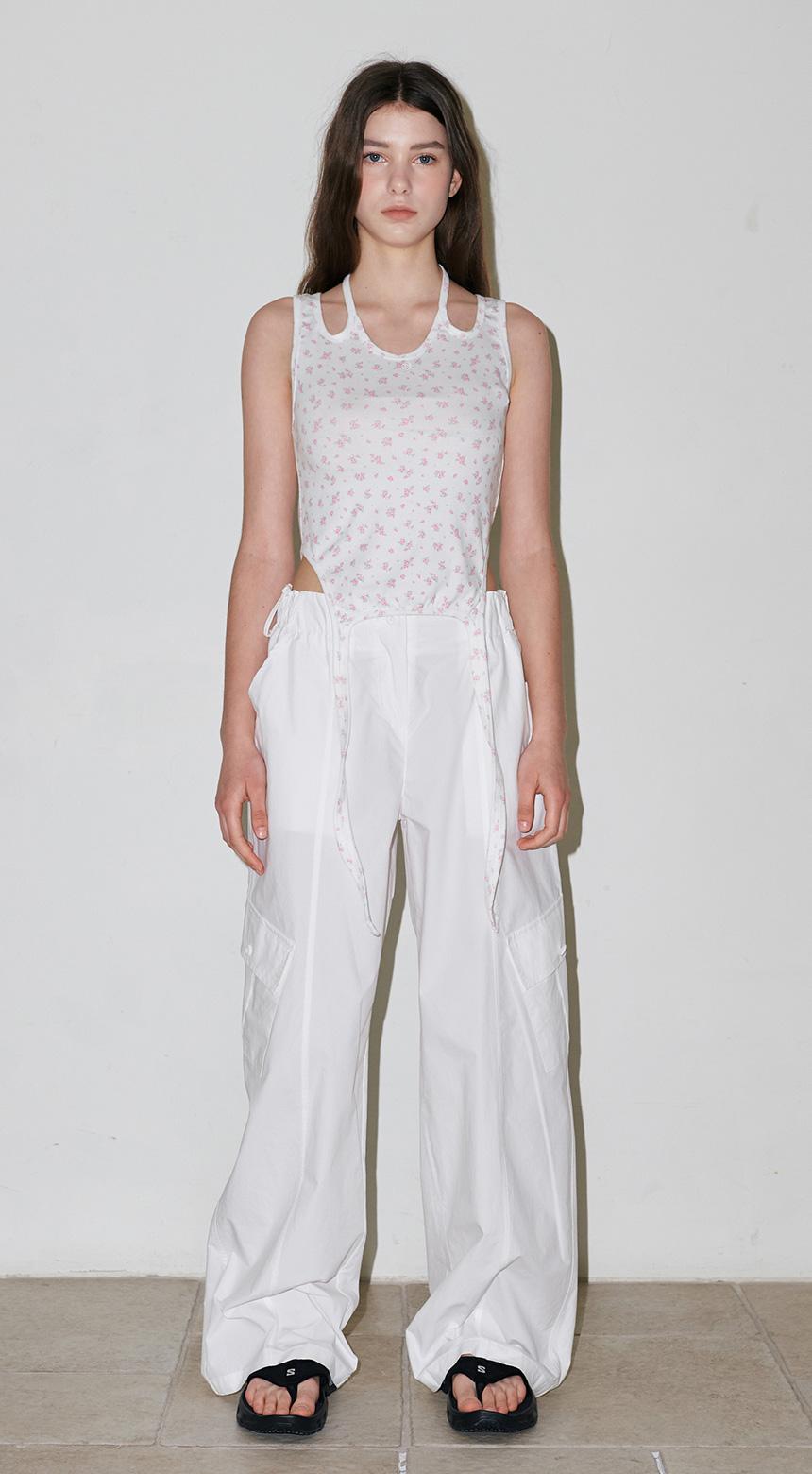 DOUBLE POCKET CARGO PANTS -  WHITE