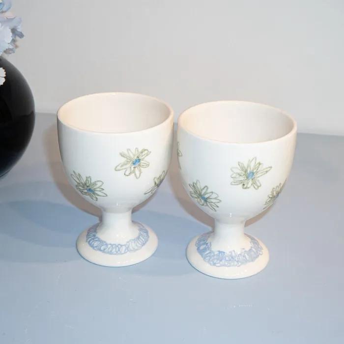 vintage flower mini wine glass