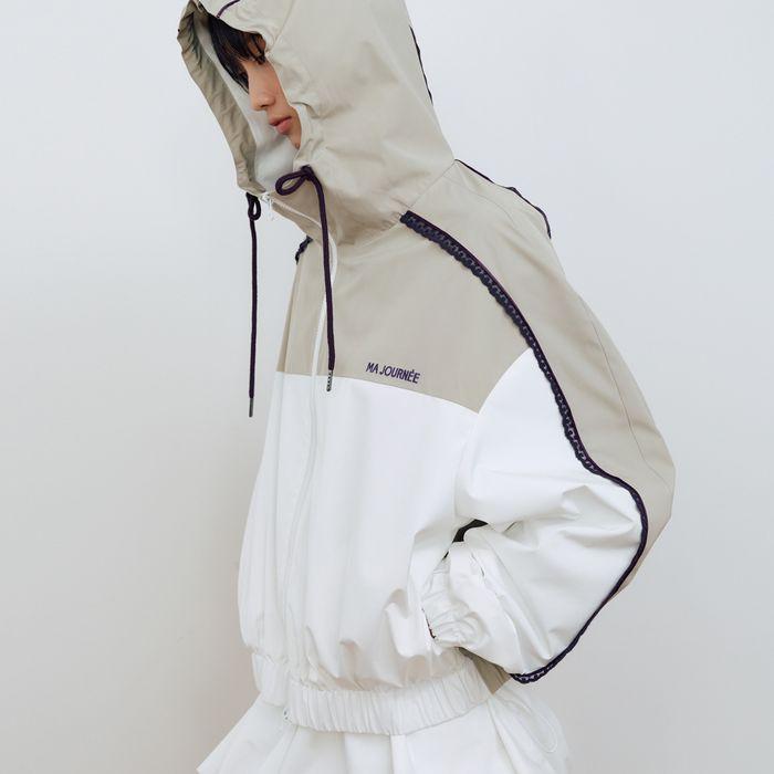 COLOR BLOCK WIND BREAKER_BEIGE