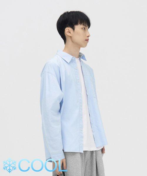 COOL 스퀘어 포켓 레이온 셔츠 (SKY BLUE)