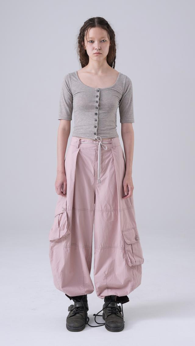 Button cargo pants_pink