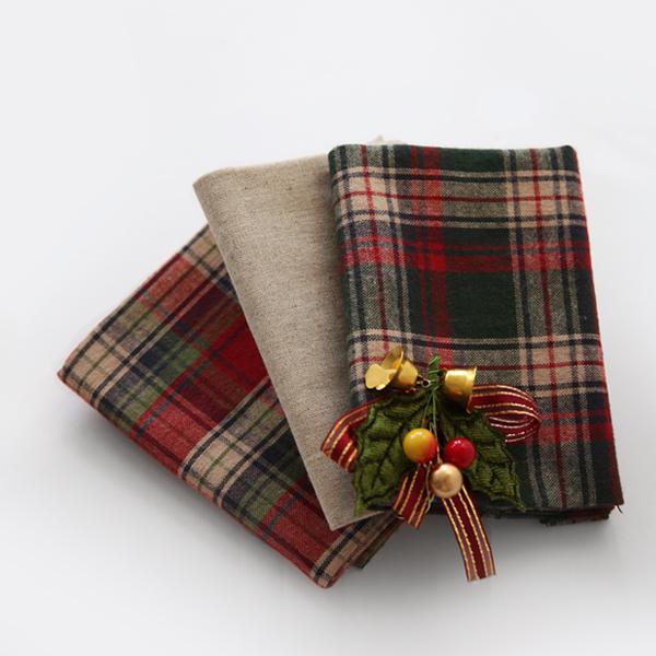 원단패키지 체크원단 크리스마스원단 자투리천 린넨 빈티지 3종 57769