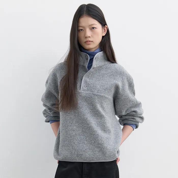 하프 스냅 플리스 풀오버 (그레이)