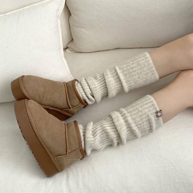 비마이뮤즈 [어그부츠찰떡/울함량] 사브레 데일리 봄 도톰 꽈배기 레그워머 울 니삭스 니트 양말 3종