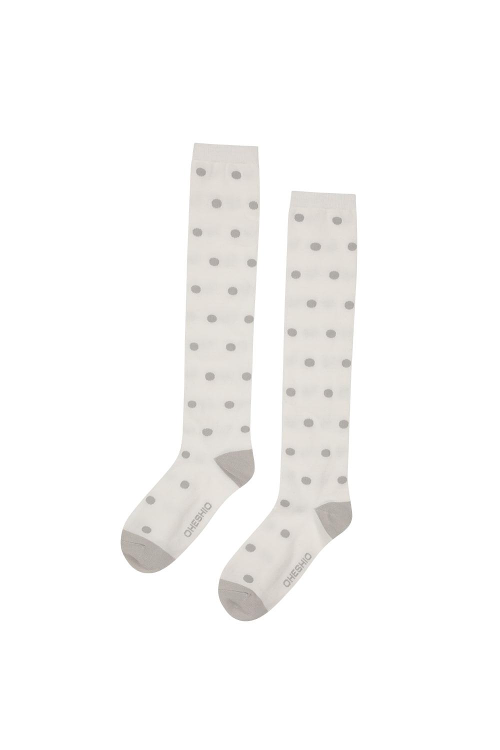 DOT KNEE SOCKS, WHITE