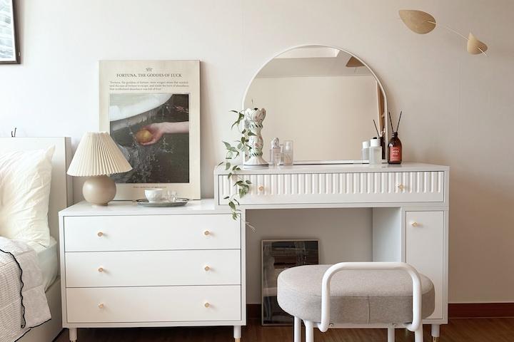 코튼2 확장형 수납 화장대 콘솔(거울포함)