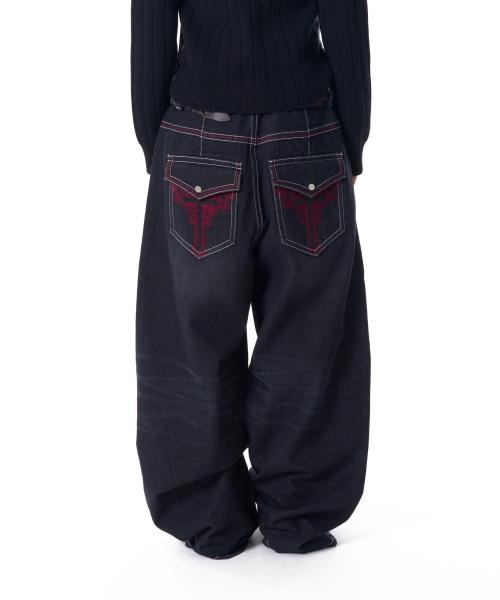 CROS2 Washed Denim Pants (Black)