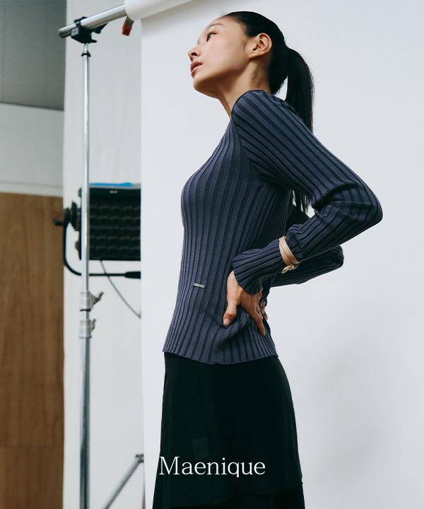 매니크 [🌿봄신상/MNQ] 에피톤 골지 슬림핏 라운드넥 긴소매 니트