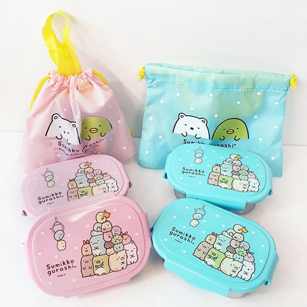 산리오 스밋코구라시 스텐 2단 주머니 소풍 도시락(가방포함)