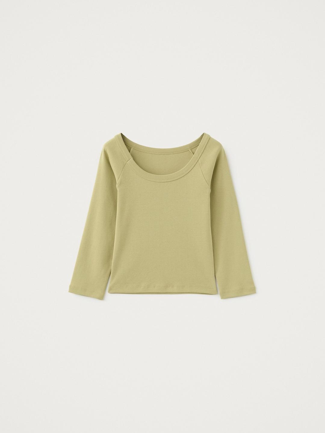 Boat Neck Long Sleeve Top, Olive
