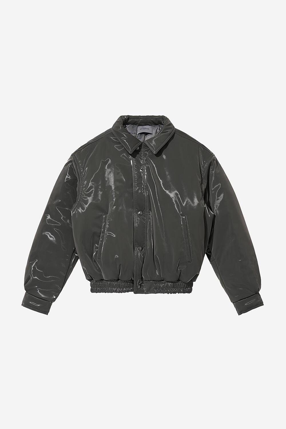 GLITTER PADDED BOMBER JACKET - GREY