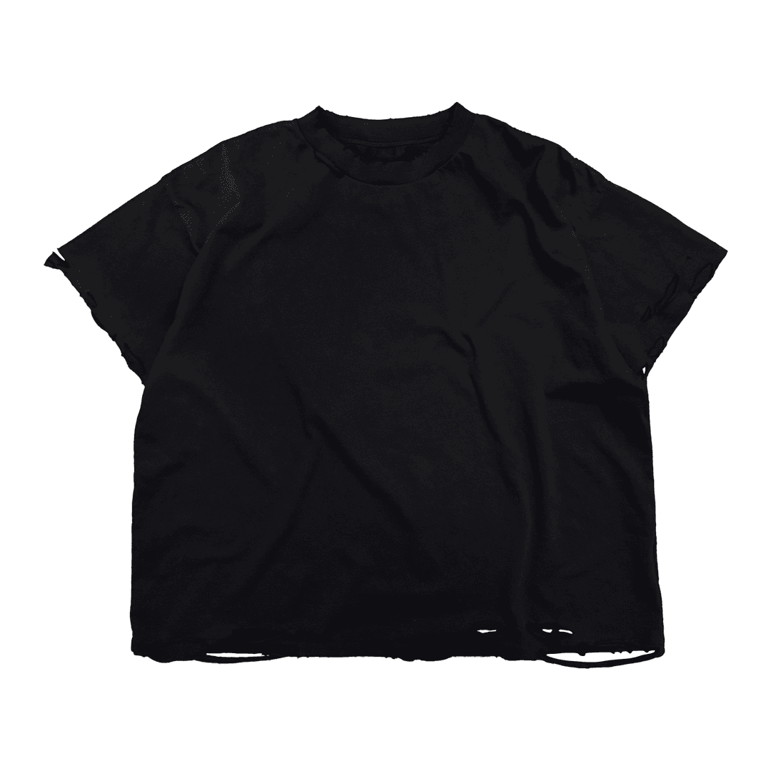 DISTRESSED REGULAR TEE - BLACK