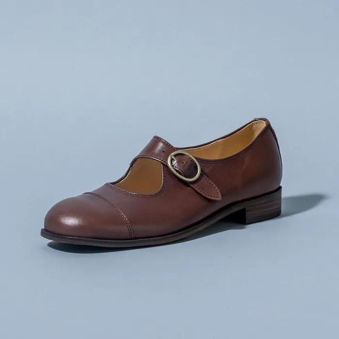 Cap Toe Mary Jane Shoes . Brown