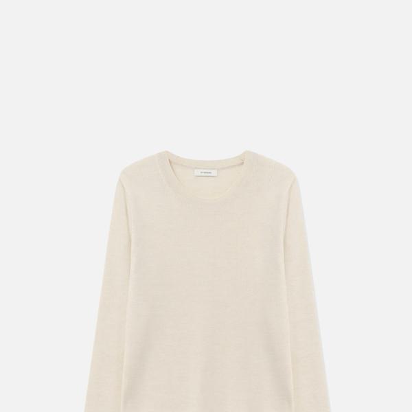 [ESSENTIALS] LONG SLEEVE U-NECK RIB KNIT TOP
