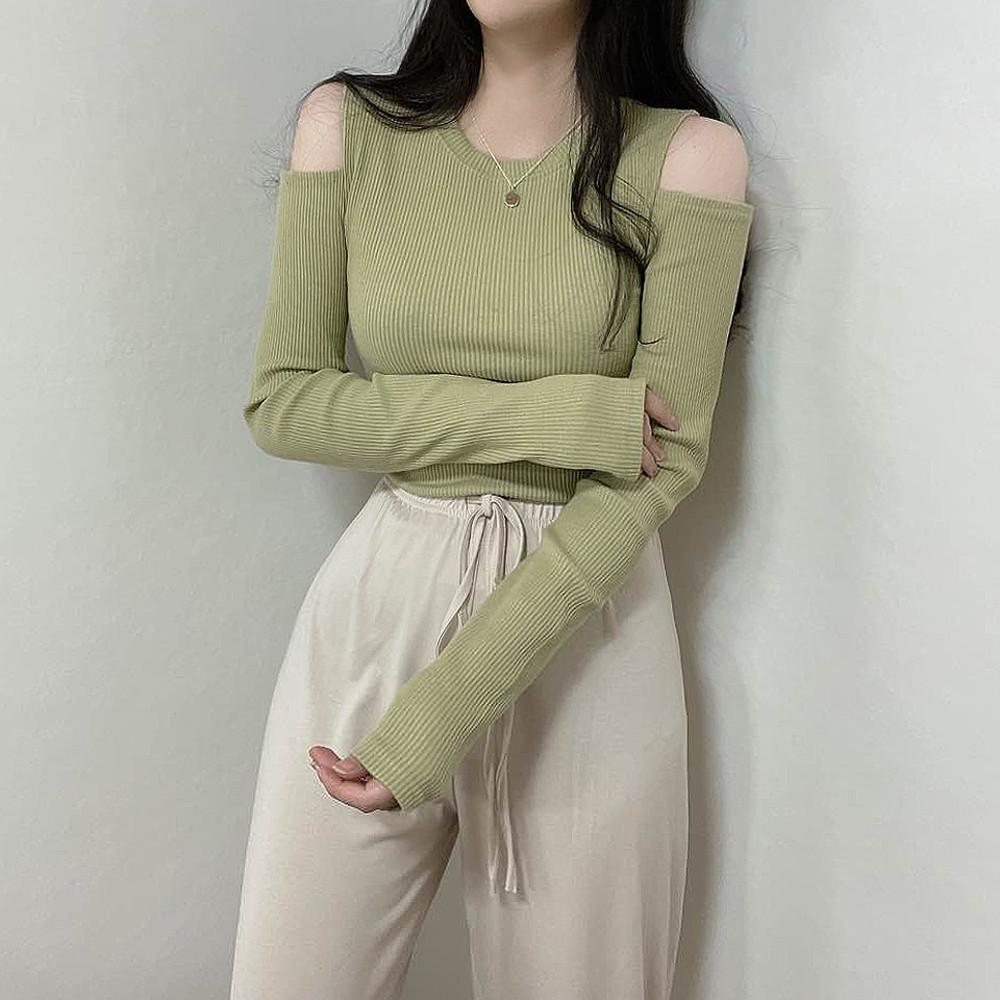 [3col]예쁜핏, 어깨 트임 포인트 골지 긴팔티셔츠