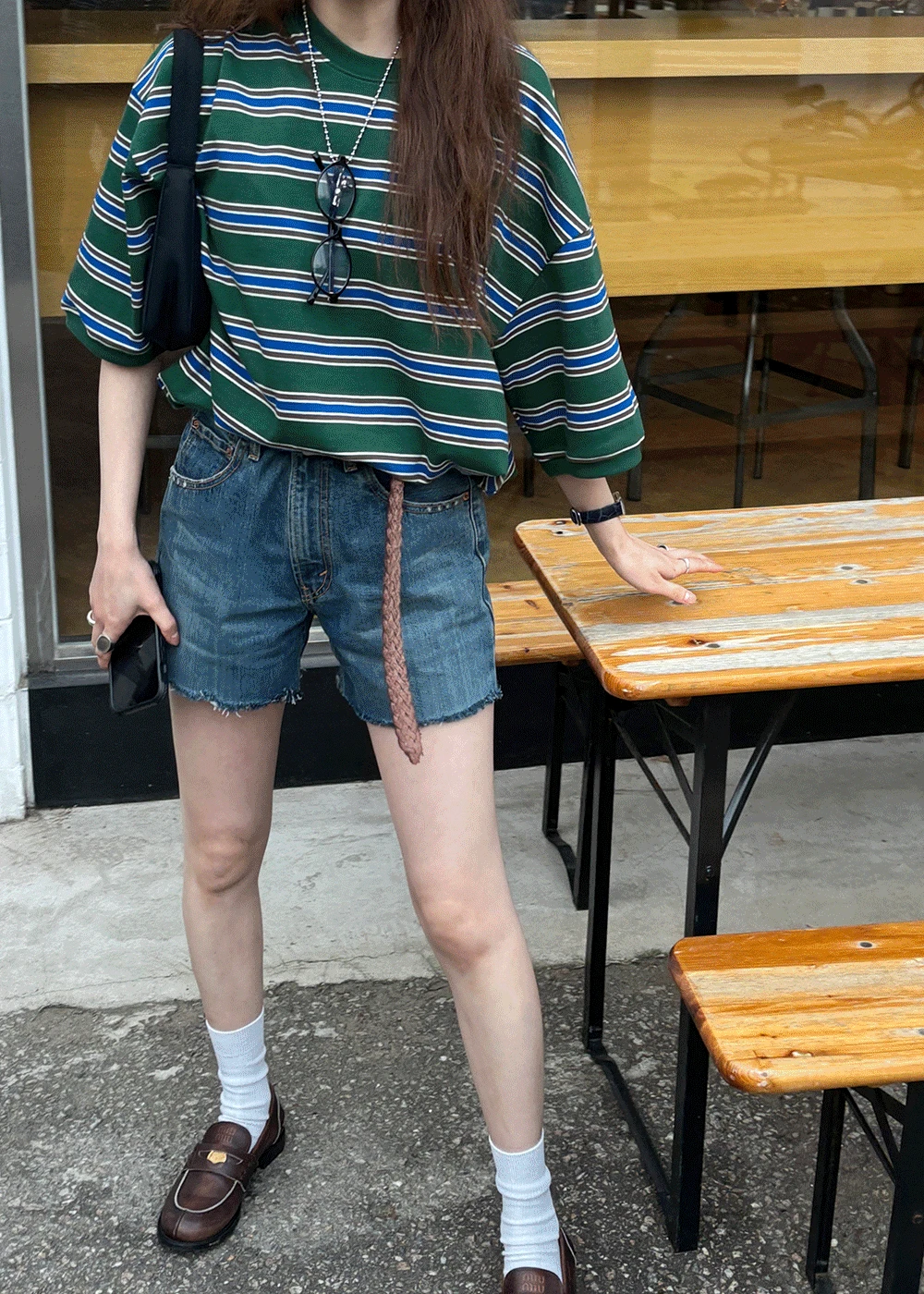 August boxy stripe Tee
