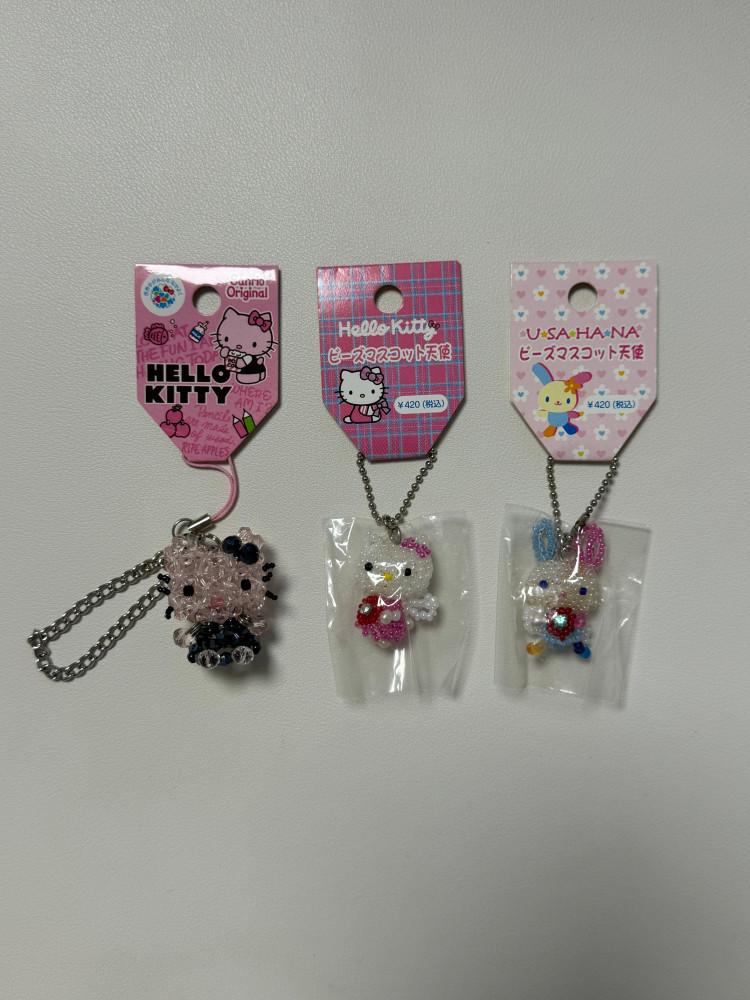 희귀 레어 비즈 고전키티 핸드폰스트랩 키티 우사하나 42