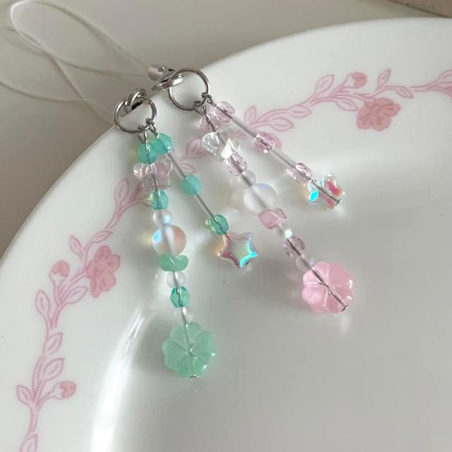 [keyring] 행운의 네잎클로버 ver.2 lucky clover 비즈 키링 (pink, mint)