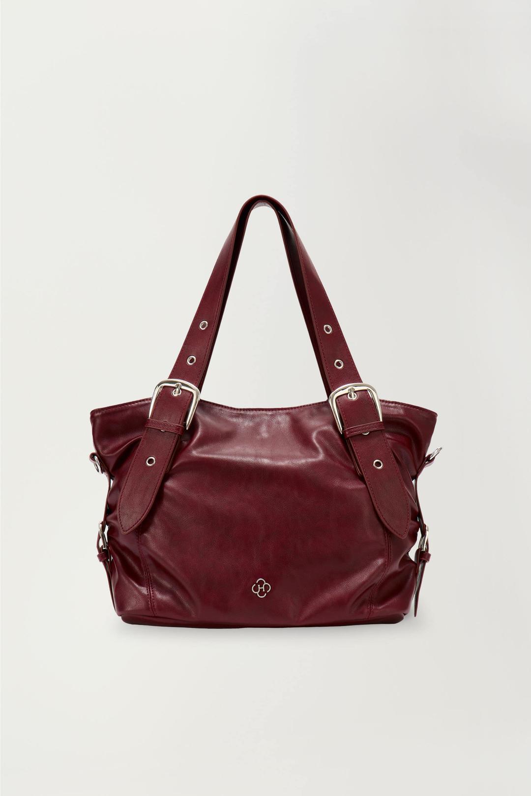 비비 버클 숄더백_버건디