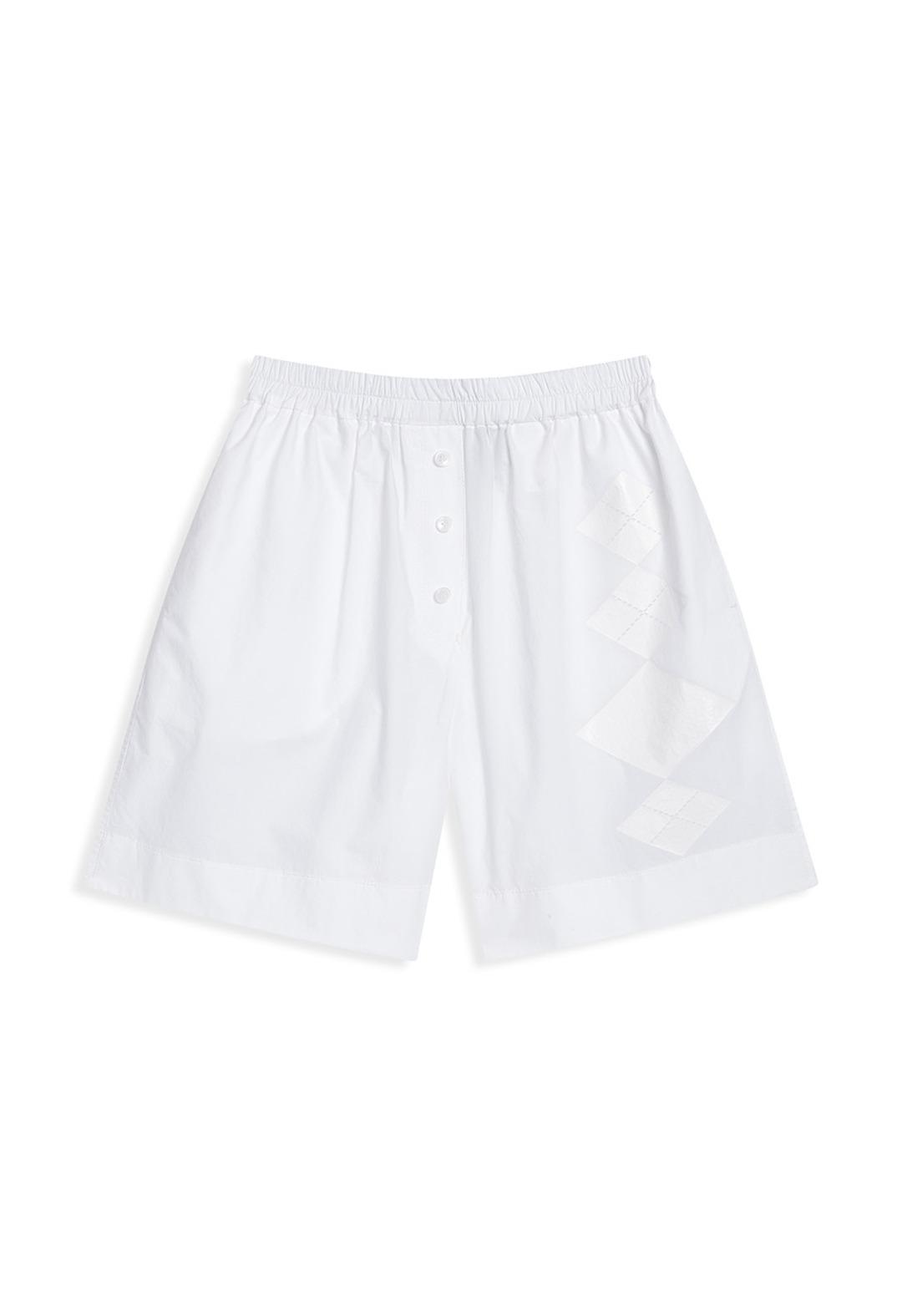 ARGYLE PAJAMA SHORTS, WHITE