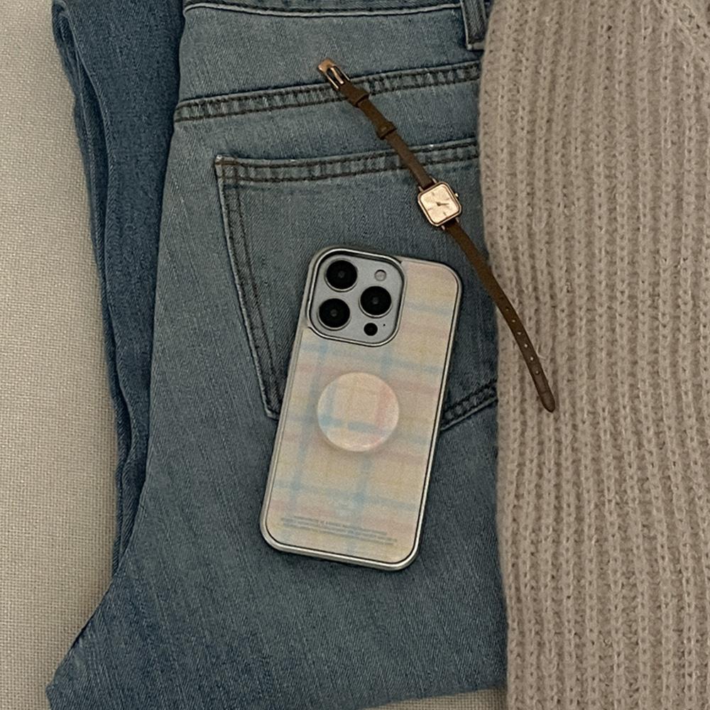 crayon check 디자인 [실버 범퍼케이스]