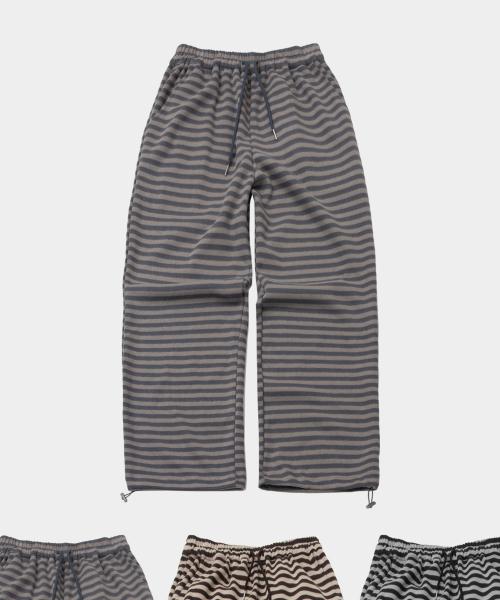 스트라이프 소프트 와이드 투웨이 스트링 스웻 밴딩 트레이닝 팬츠_3COLOR