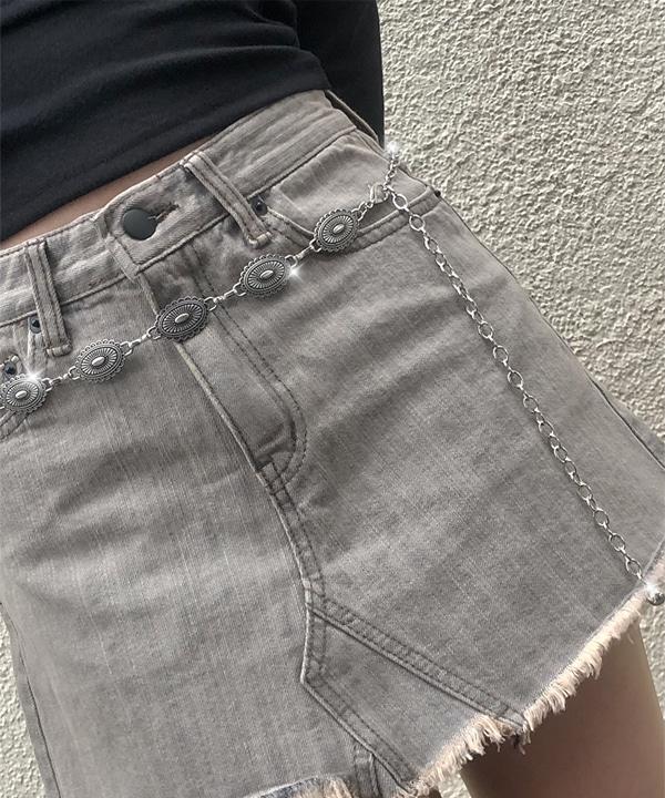 휘슬 빈티지 에스닉 체인 실버 벨트