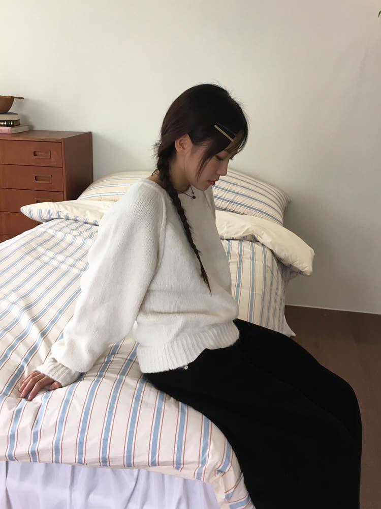 (W) 미니멀 래글런 무지 겨울 니트 4c