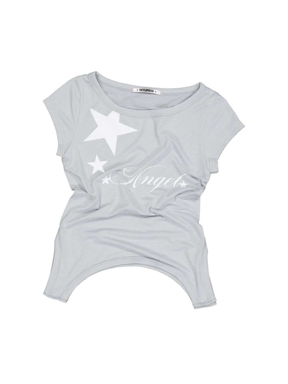 STRIPE ANGEL TOP / LIGHT GREY