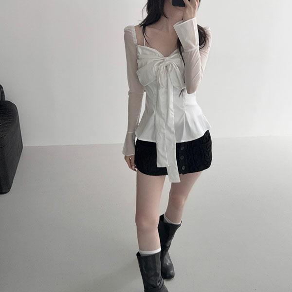 [HILLDA] Silky Swan Blouse [White]