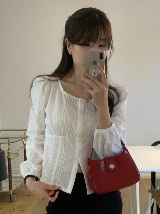 A SQUARE NECK LACE LONG SLEEVE BLOUSE_IVORY