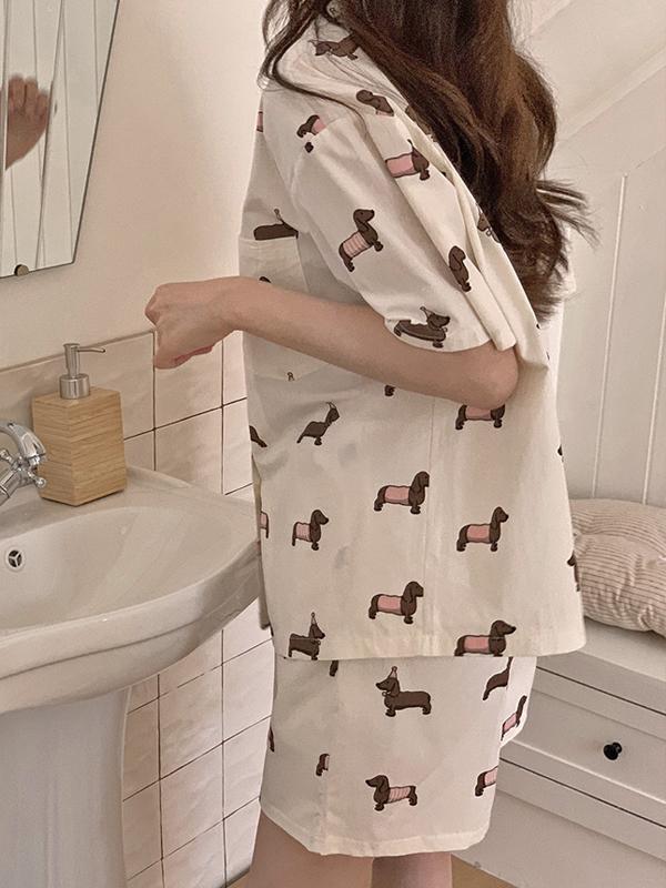 브라운퍼피 반팔 상하세트 파자마 잠옷