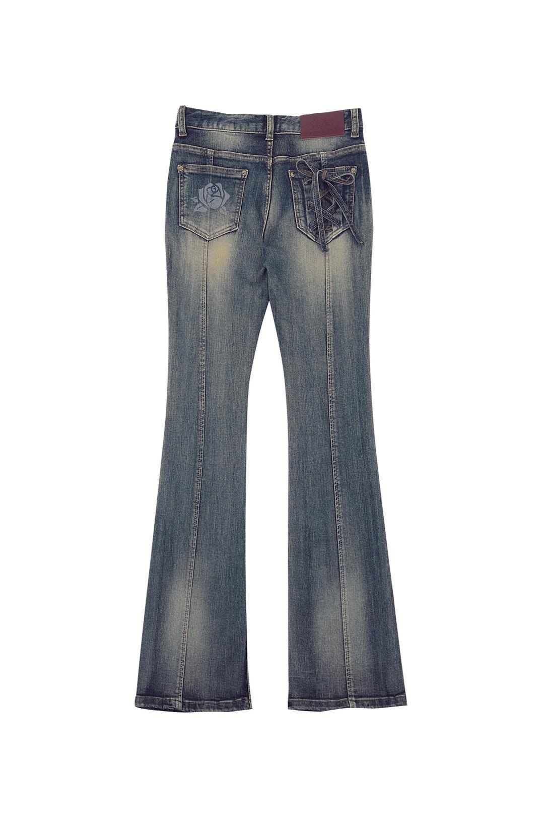 [채령, 최예나 착용/8차재입고]ROSE BOOTS CUT DENIM # VINTAGE BLUE | 달링유어배드