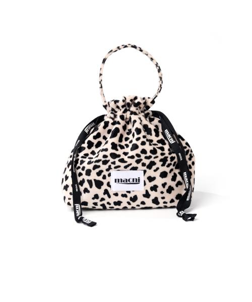 LEOPARD STRING POUCH BAG BEIGE