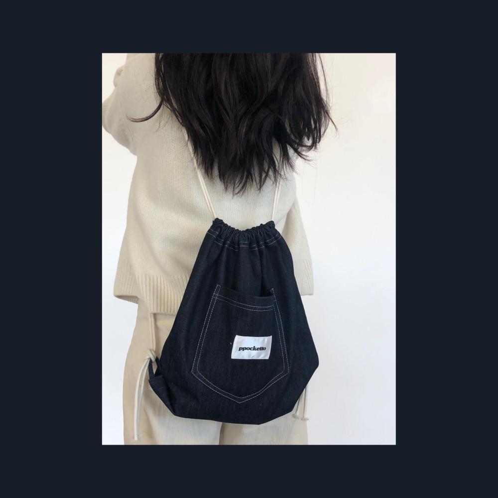 ppocketto denim string bag 뽀겟또 데님 스트링백