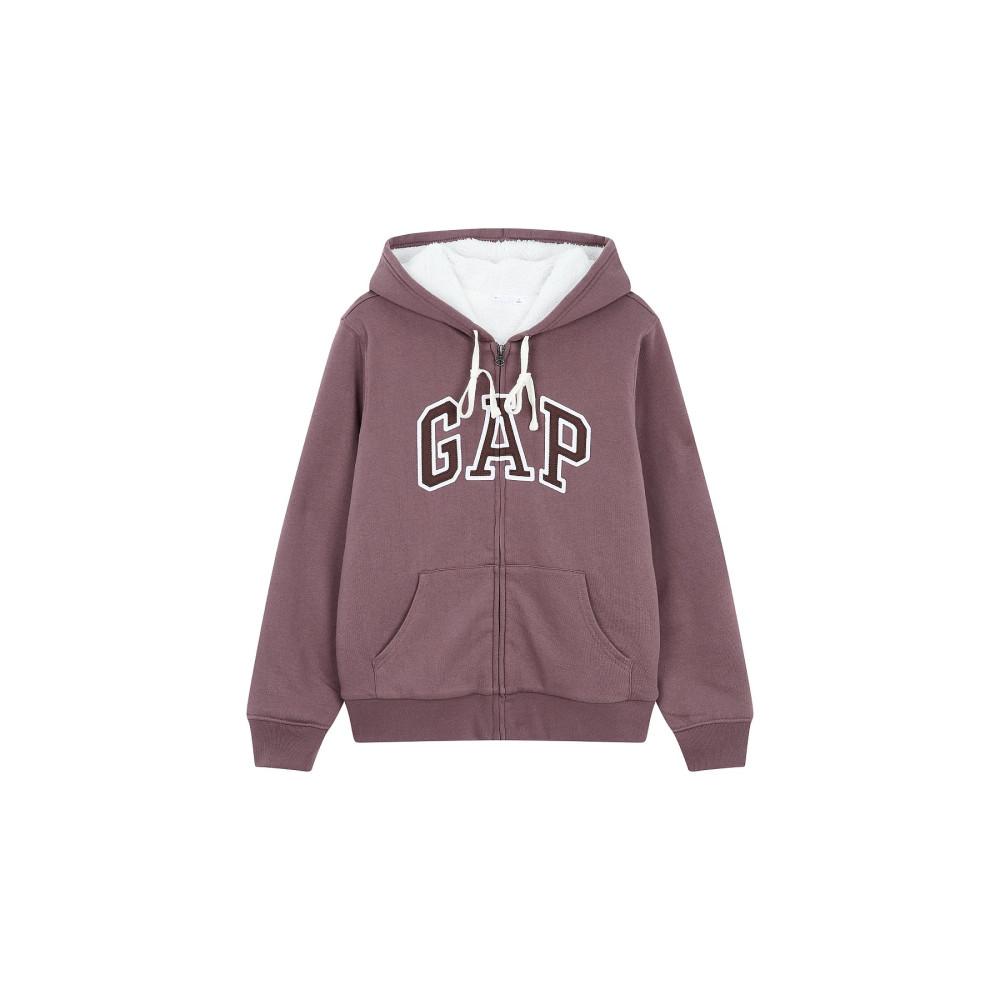 [GAP Adults] [여성] 로고 패치 셰르파 후드 집업_라이트 브라운 5123327008
