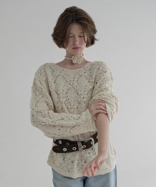CORSAGE POINTELLE PULLOVER (IVORY)