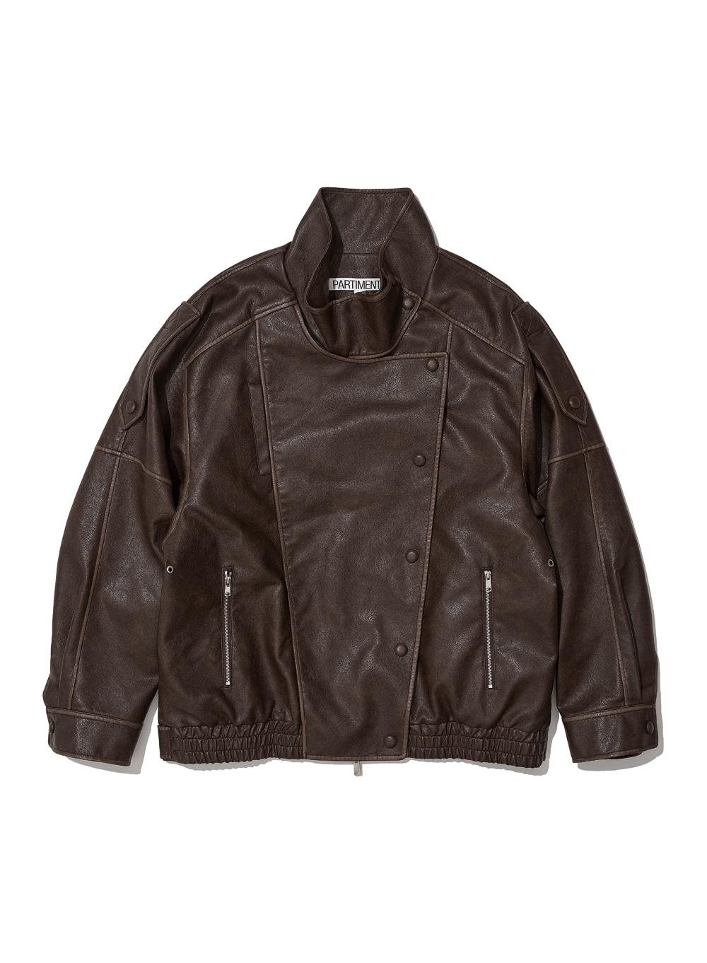 [WOMEN] VINTAGE LEATHER BOMBER JACKET_BROWN